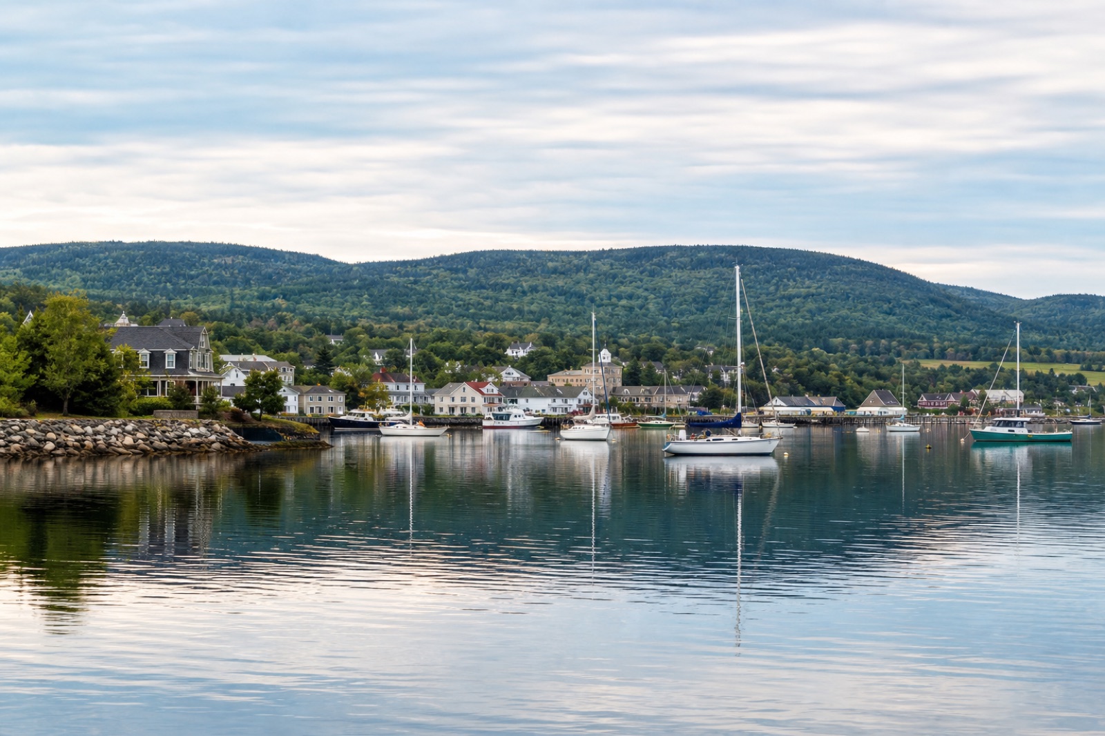 Baddeck village on the Bras d'Or Lakes, Cape Breton Island, Nova Scotia