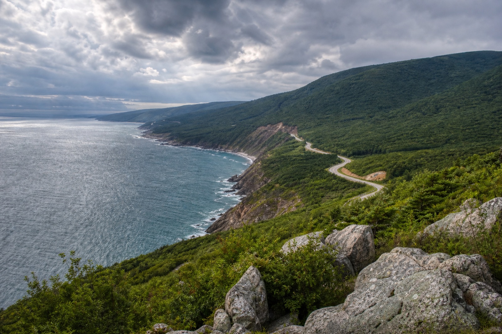 Cabot Trail coastal scenery in Cape Breton Highlands National Park, Nova Scotia, Canada